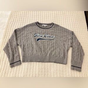 Charlotte Russe “West Coast” Cable Knit Sweater, Medium, Gray, EUC!